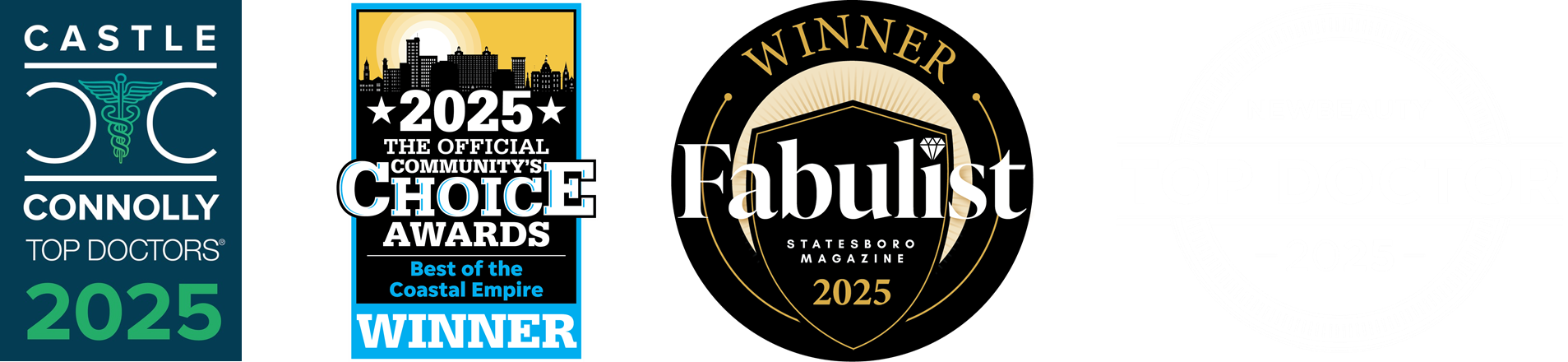 Awards RenewalMD has received: Castle Connolly Top Doctors 2025, 2025 Best of the Costal Empire winner, Fabulist Statesboro Magazine 2025 winner, NewBeauty Top Doctor 2025.